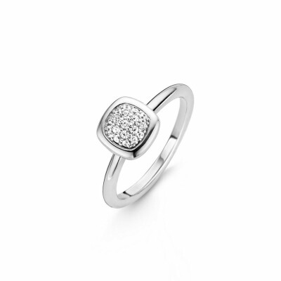 Bague TI SENTO en argent plaqué au rhodium et oxyde de zirconium