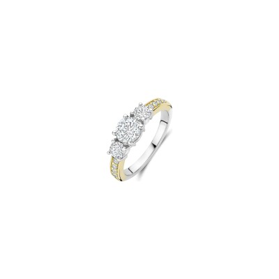 Bague Ti Sento en argent doré et oxyde de zirconium, taille 54