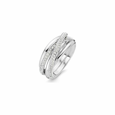 Bague Ti Sento en argent et oxydes de zirconium, sertis griffes, taille 54