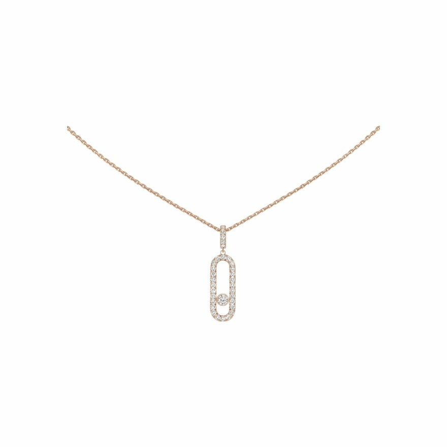 Collier Messika Move Uno GM en or rose pavé de diamants