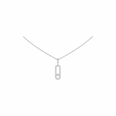 Messika Move Uno L necklace, white gold pave diamonds