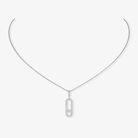 Messika Move Uno L necklace, white gold pave diamonds