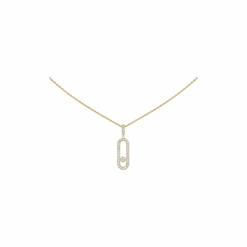 Messika Move Uno necklace, yellow gold pave diamonds