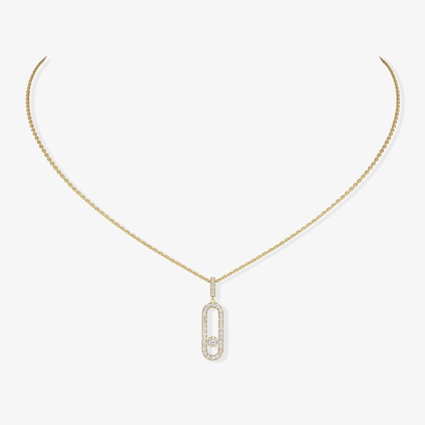 Messika Move Uno necklace, yellow gold pave diamonds