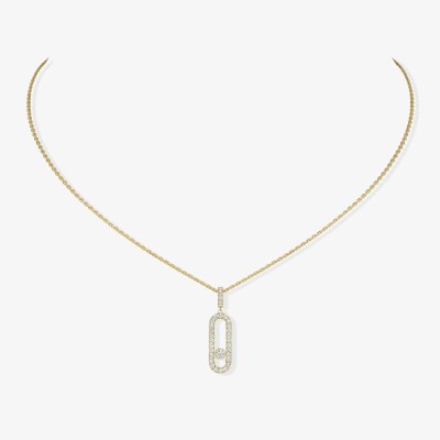 Messika Move Uno necklace, yellow gold pave diamonds