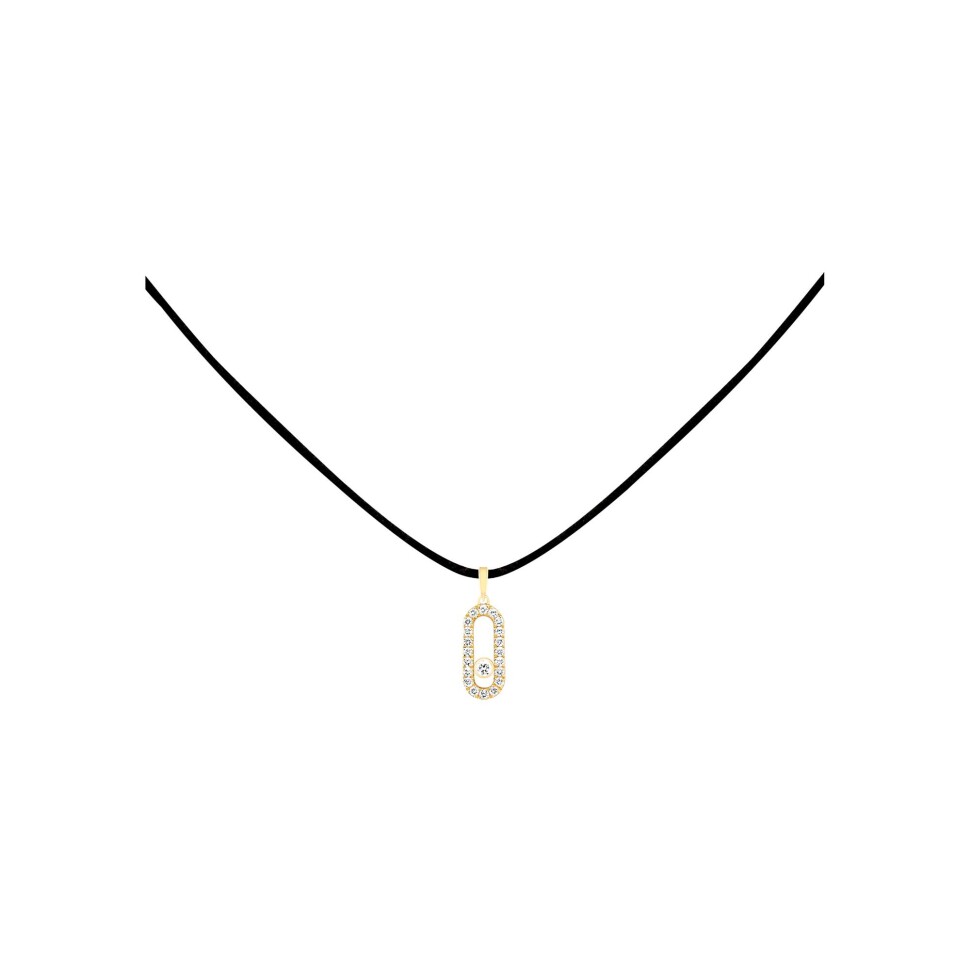 Collier cordon Messika Care(s) noir en or jaune et diamants