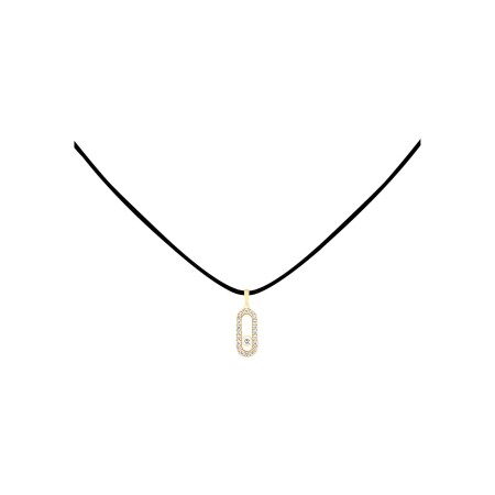 Collier cordon Messika Care(s) noir en or jaune et diamants