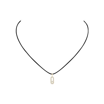 Collier cordon Messika Care(s) noir en or jaune et diamants