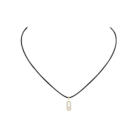 Collier cordon Messika Care(s) noir en or jaune et diamants