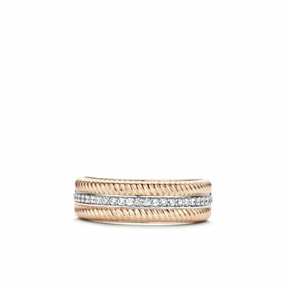Bague TI SENTO en argent plaqué or rose et cristal