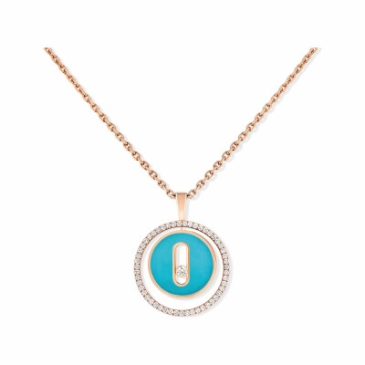 Collier Messika Lucky Move petit modèle en or rose, turquoise et diamants