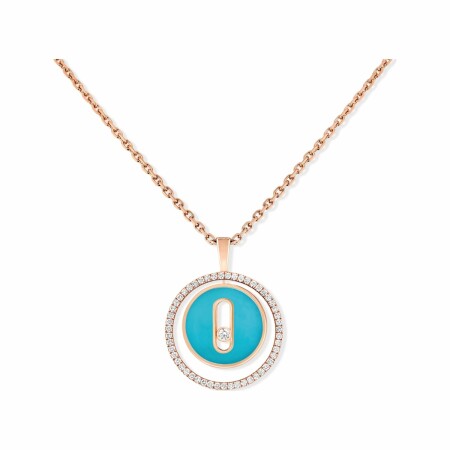 Messika Lucky Move necklace, rose gold, turquoise, diamonds