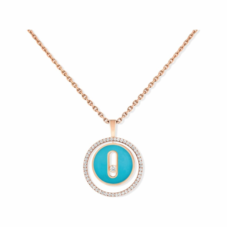 Messika Lucky Move necklace, rose gold, turquoise, diamonds