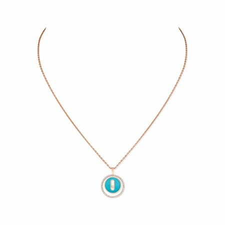 Messika Lucky Move necklace, rose gold, turquoise, diamonds