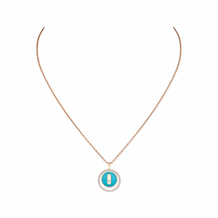 Messika Lucky Move necklace, rose gold, turquoise, diamonds