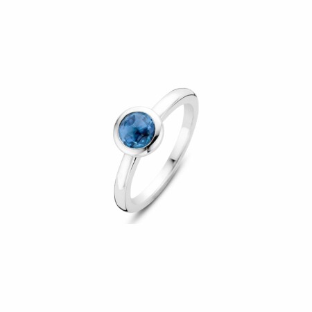 Bague Ti Sento en argent, serti rond bleu