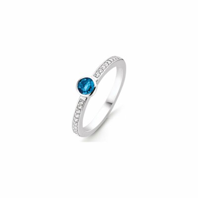 Bague Ti Sento en argent et pierre synthétique bleu foncé, serti clos