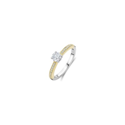 Bague Ti Sento en argent doré et oxyde de zirconium, taille 54