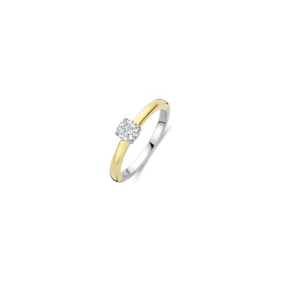 Bague Ti Sento en argent doré et oxyde de zirconium, taille 52