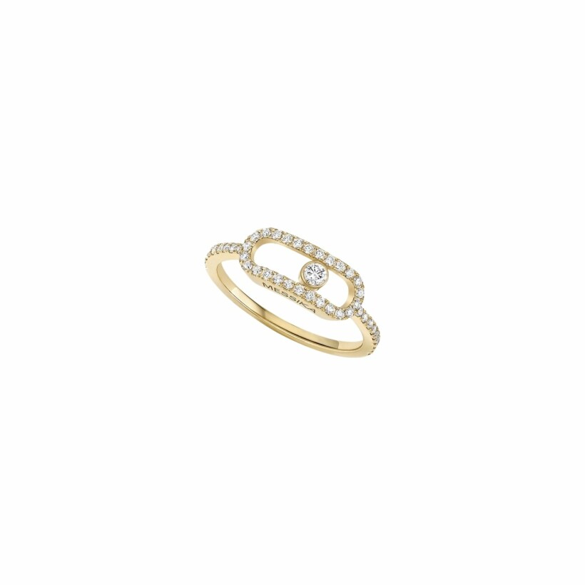 Messika Move Uno L ring, yellow gold pave diamonds