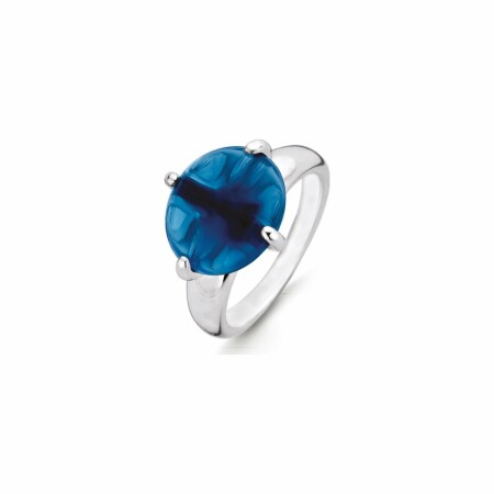 Bague Ti Sento en argent et pierre synthétique bleu foncé, serti griffe