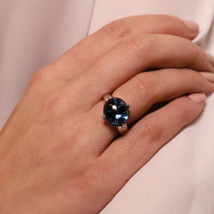 Bague Ti Sento en argent et pierre synthétique bleu foncé, serti griffe