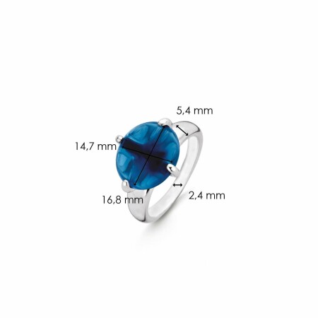 Bague Ti Sento en argent et pierre synthétique bleu foncé, serti griffe