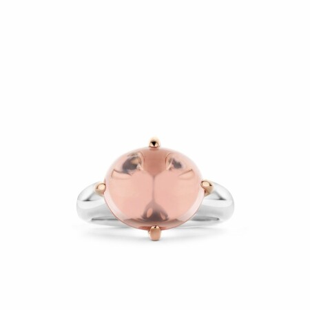 Bague Ti Sento en argent rhodié et pierre synthétique rose, forme bouton de fleur