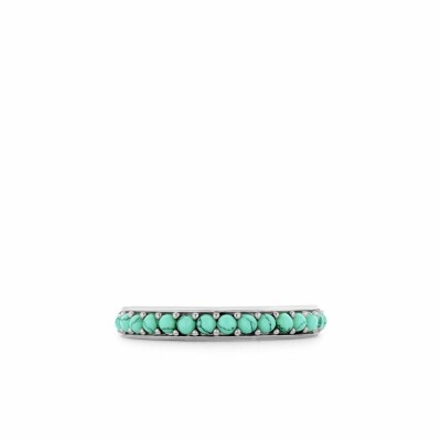 Anneau Ti Sento en argent et pierres veinées turquoise, serti rail