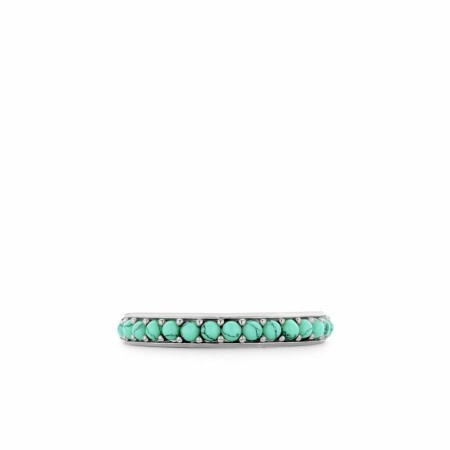 Anneau Ti Sento en argent et pierres veinées turquoise, serti rail