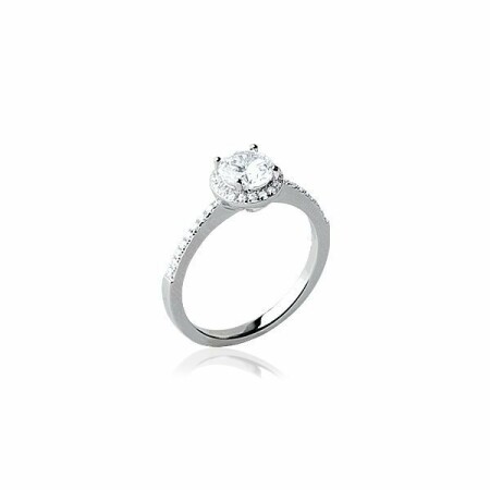 Bague en argent rhodié et oxydes de zirconium