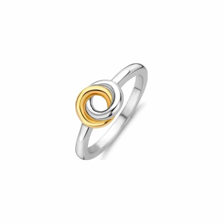 Bague Ti Sento anneaux entrelacés, en argent et argent plaqué or jaune, taille 54