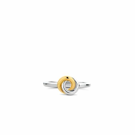 Bague Ti Sento anneaux entrelacés, en argent et argent plaqué or jaune, taille 54