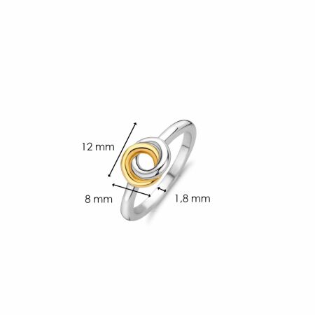 Bague Ti Sento anneaux entrelacés, en argent et argent plaqué or jaune, taille 54