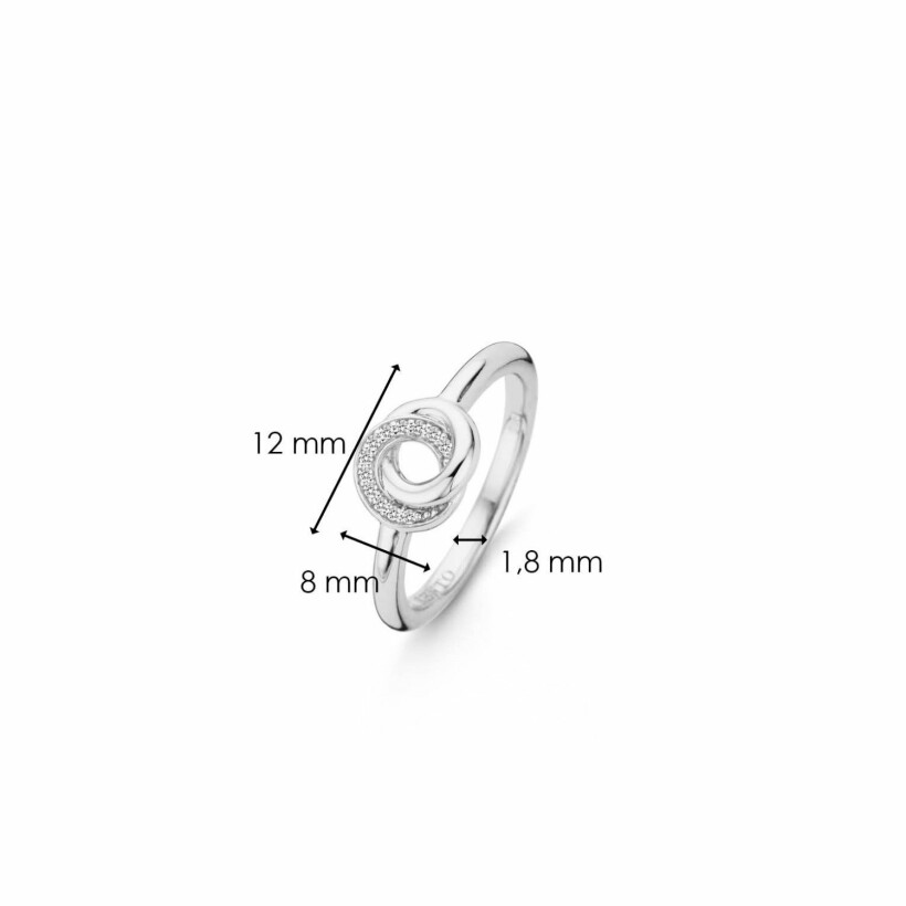 Bague Ti Sento anneaux entrelacés, en argent et oxydes de zirconium, taille 52