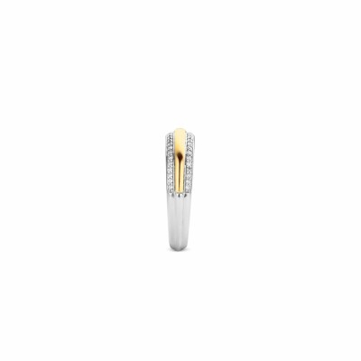 Bague Ti Sento en argent, argent plaqué or jaune et oxydes de zirconium, taille 50