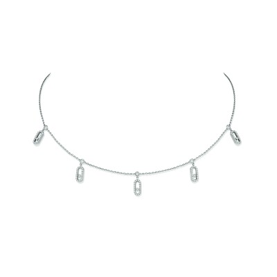 Collier choker Messika Move Uno Pampille pavé en or blanc et diamants