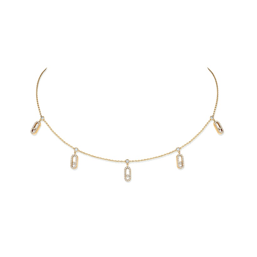 Messika Move Uno necklace, yellow gold, diamonds