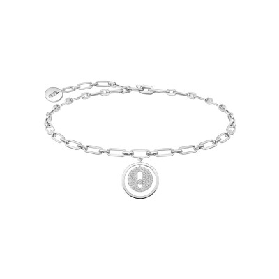 Bracelet de cheville Messika Lucky Move en or blanc et diamants