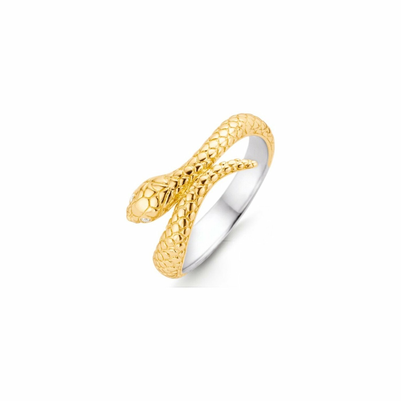 Bague Ti Sento serpent en argent et argent plaqué or jaune, taille 54