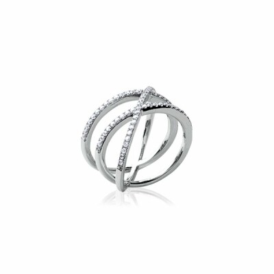 Bague en argent rhodié et oxydes de zirconium