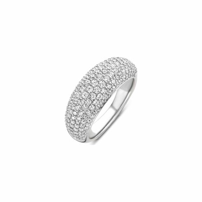 Bague Ti Sento pavée en argent et oxydes de zirconium, petit modèle, taille 56