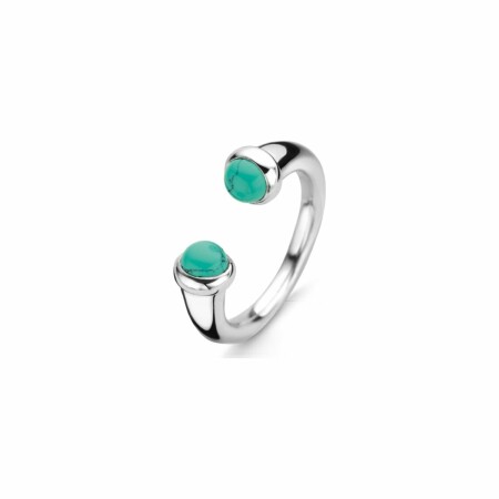 Bague Ti Sento en argent rodhié et pierres veinées turquoises