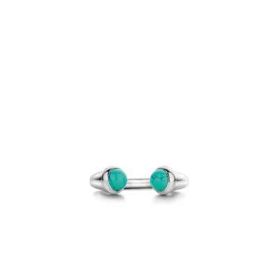 Bague Ti Sento en argent rodhié et pierres veinées turquoises