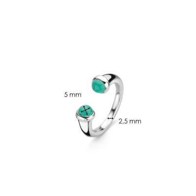 Bague Ti Sento en argent rodhié et pierres veinées turquoises