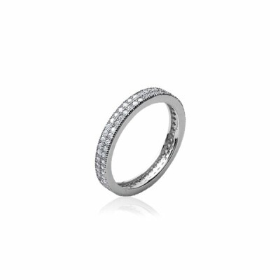 Bague en argent rhodié et oxydes de zirconium