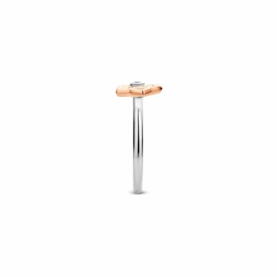 Bague Ti Sento en argent, fleur ajourée doré rose