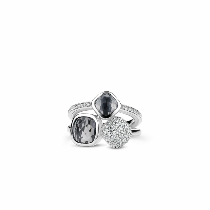 Bague Ti Sento en argent, gris bleu translucide