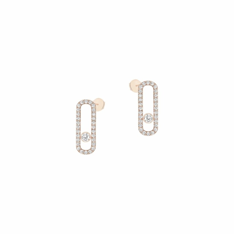 Messika Move Uno earrings, rose gold pave diamonds