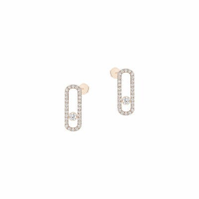 Boucles d'oreilles Messika Move Uno GM pavées en or rose et diamants